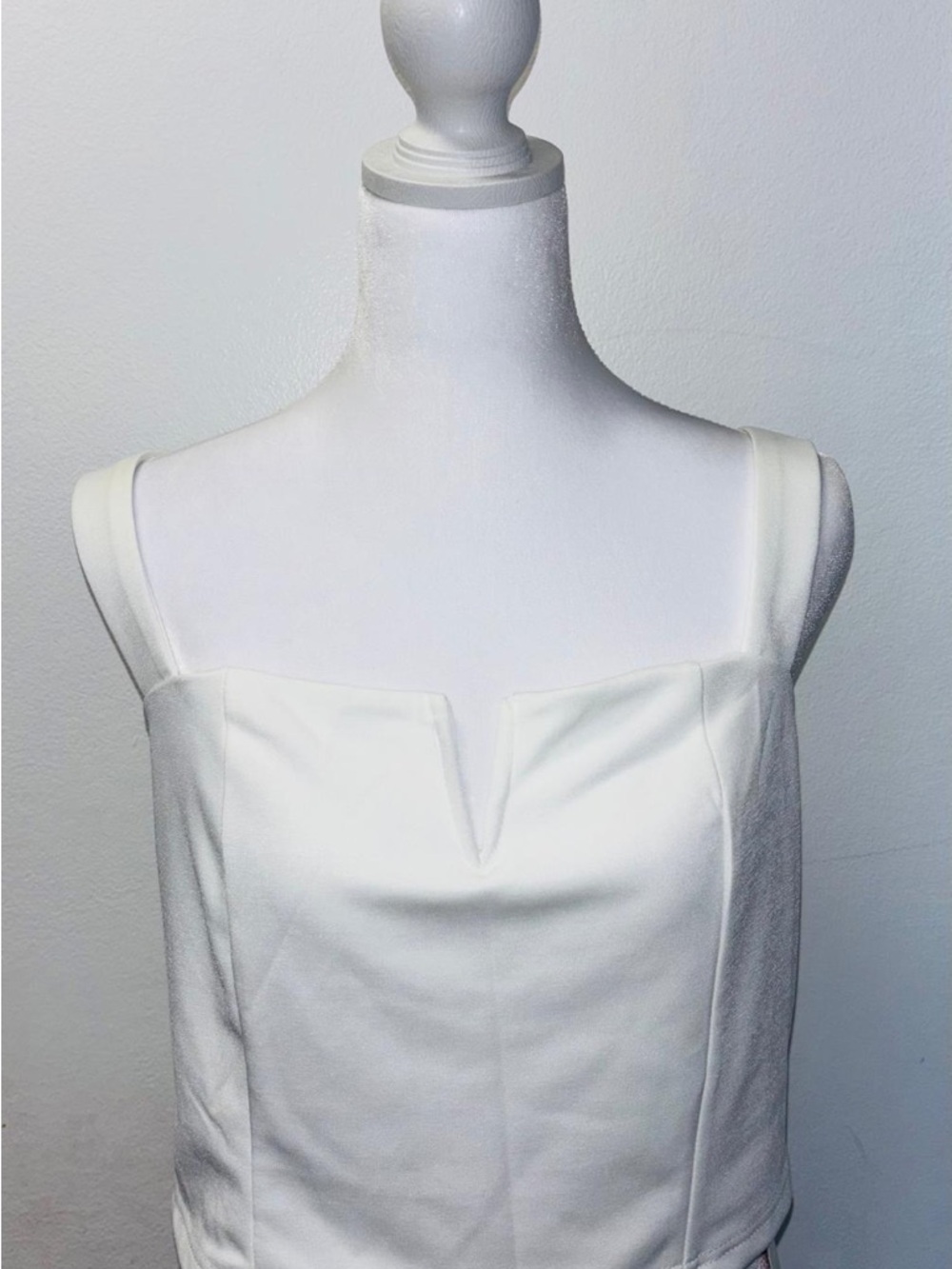 White Square Neck Tank Top
